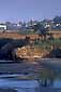 Reflections on beach below the small coastal town of Mendocino, California