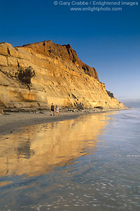 Golden cliffs and beach at Torrey Pines State Park, San Diego County, California