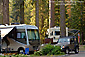 Motorhome Recreational vehicles camping in forest at Dorst Creek Campground, Sequoia National Park, California